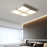 Simple White Four Square LED Flush Mount Ceiling Light Image - 5