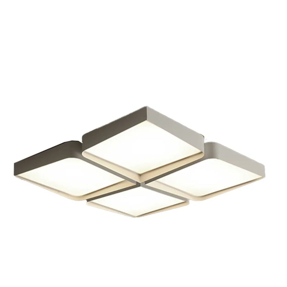 Simple White Four Square LED Flush Mount Ceiling Light Image - 6