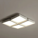 Simple White Four Square LED Flush Mount Ceiling Light Image - 7