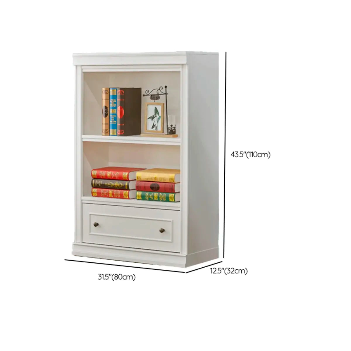 Simple White French Small Wooden Storage Bookcases 