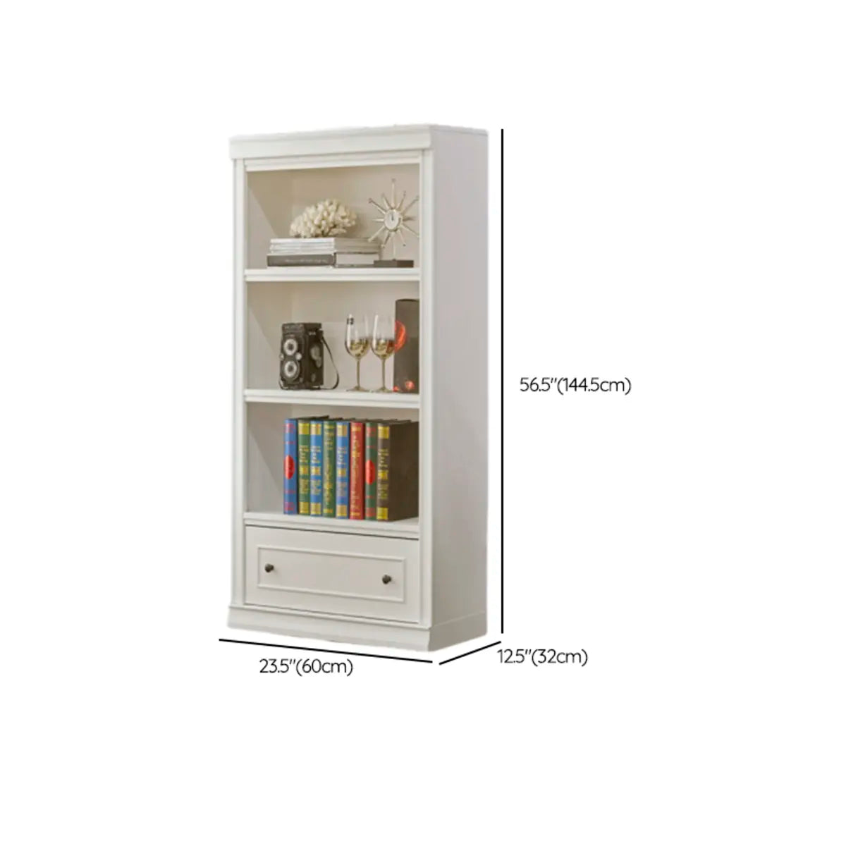 Simple White French Small Wooden Storage Bookcases Image - 13