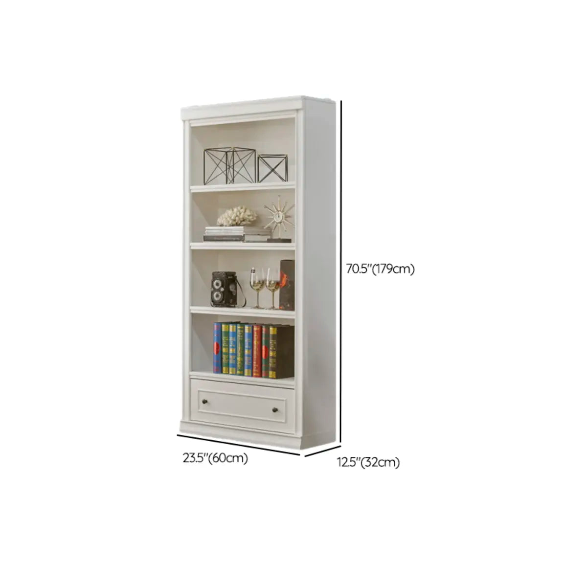 Simple White French Small Wooden Storage Bookcases Image - 14