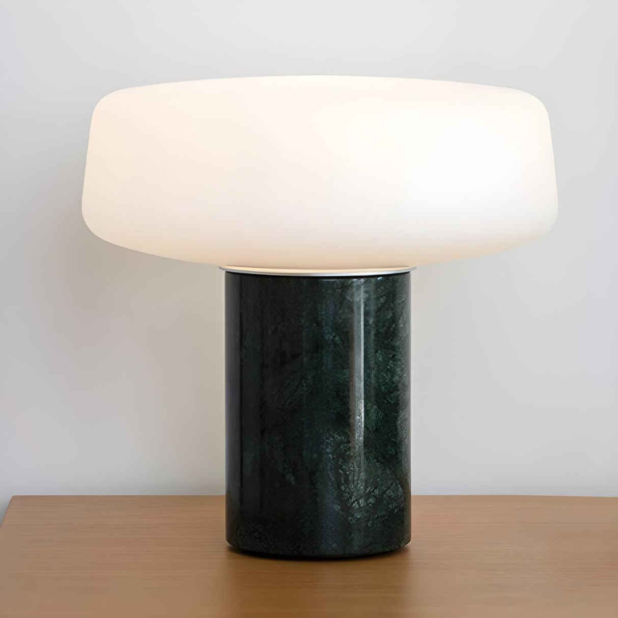 Simple White Geometric Column Stone Base Table Lamp Image - 10