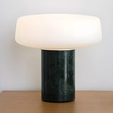 Simple White Geometric Column Stone Base Table Lamp Image - 10