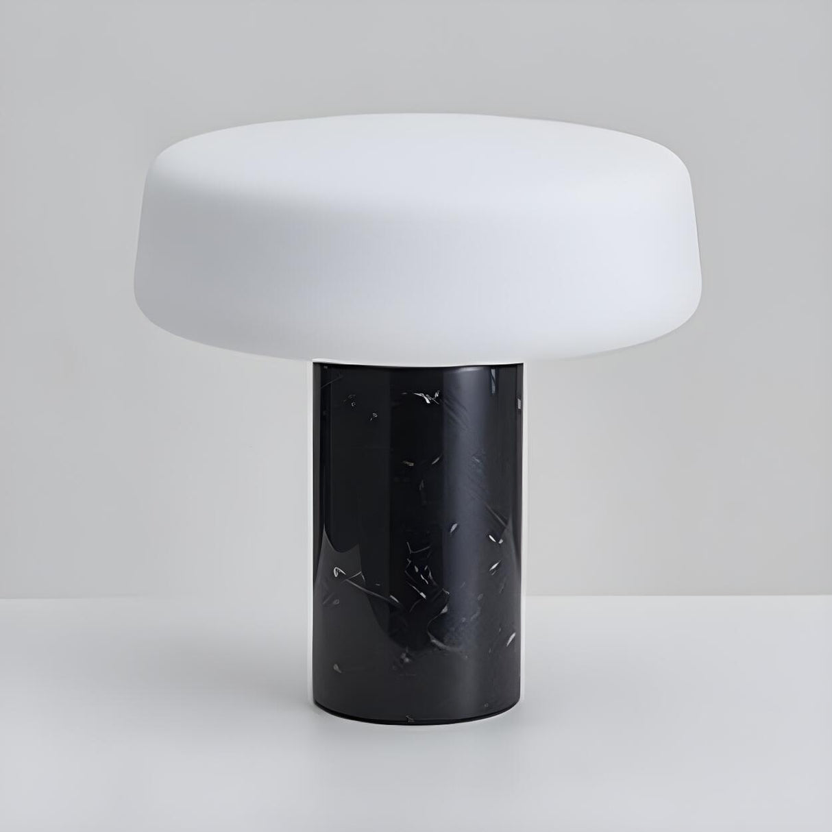 Simple White Geometric Column Stone Base Table Lamp Image - 12