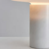 Simple White Geometric Column Stone Base Table Lamp Image - 13