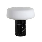 Simple White Geometric Column Stone Base Table Lamp Image - 5