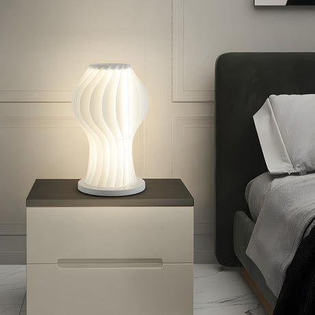 Simple White Geometric Curved Line Modern Table Lamp Image - 2