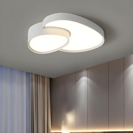 Simple White Geometric Flush Mount Ceiling Lamp 2-Light Image - 1