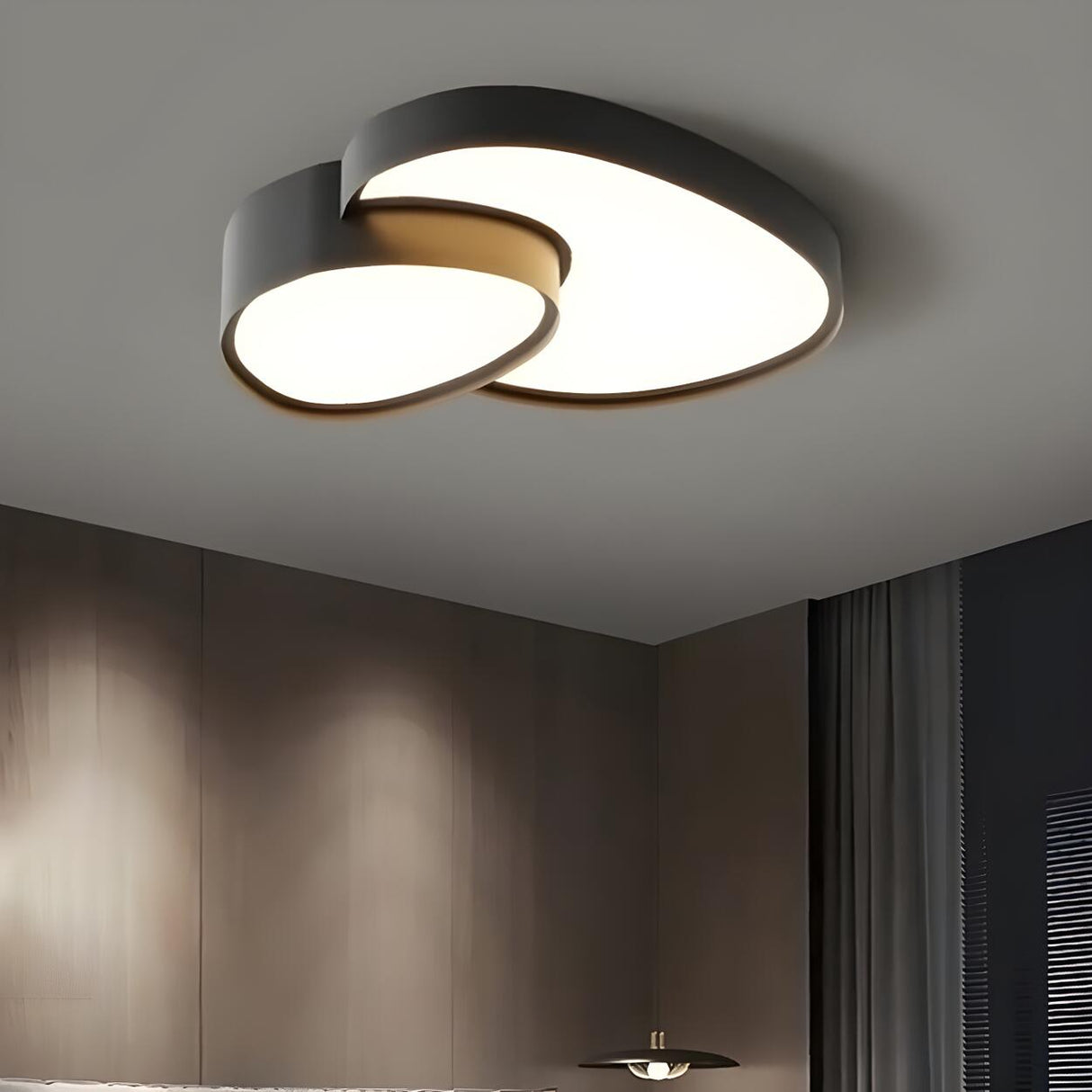 Simple White Geometric Flush Mount Ceiling Lamp 2-Light Image - 5