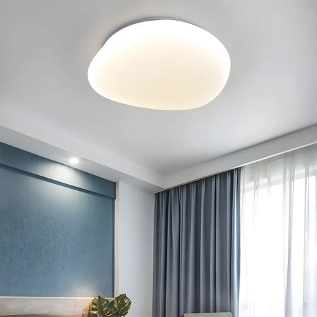 Simple White Geometric LED Flush Mount Ceiling Light Image - 1