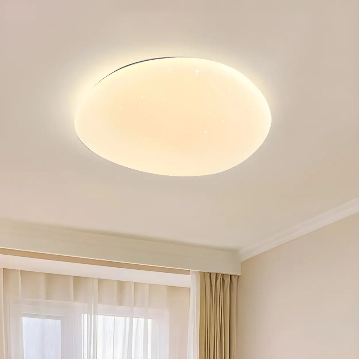 Simple White Geometric LED Flush Mount Ceiling Light Image - 3