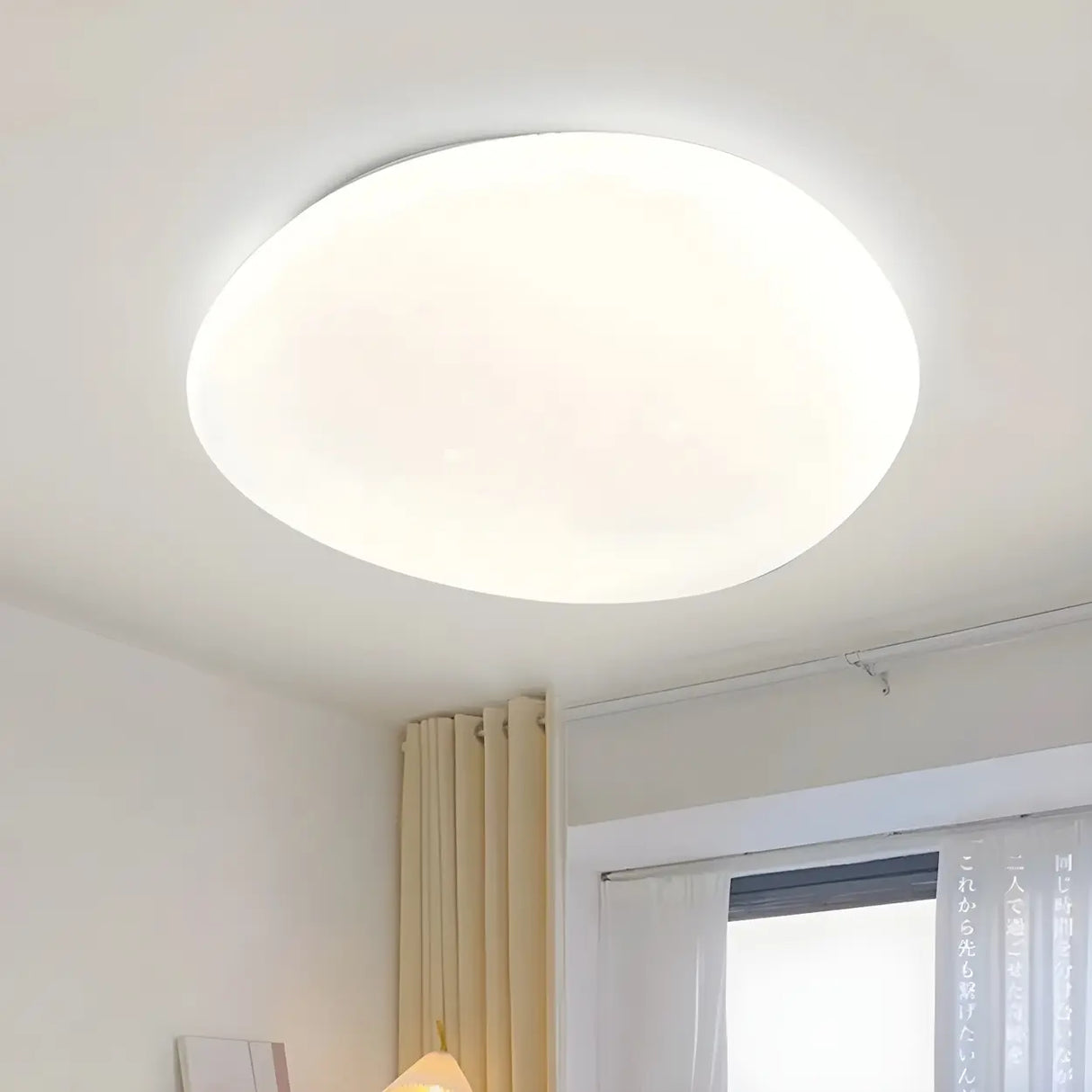 Simple White Geometric LED Flush Mount Ceiling Light Image - 4