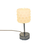 Simple White Glass Bubble Shade Metal Base Table Lamp Image - 5