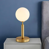 Simple White Glass Globe Shade Metal Base Table Lamp Image - 1