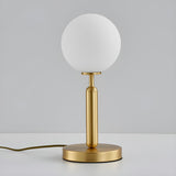 Simple White Glass Globe Shade Metal Base Table Lamp Image - 10