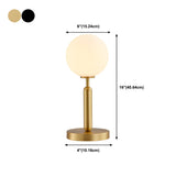 Simple White Glass Globe Shade Metal Base Table Lamp #size