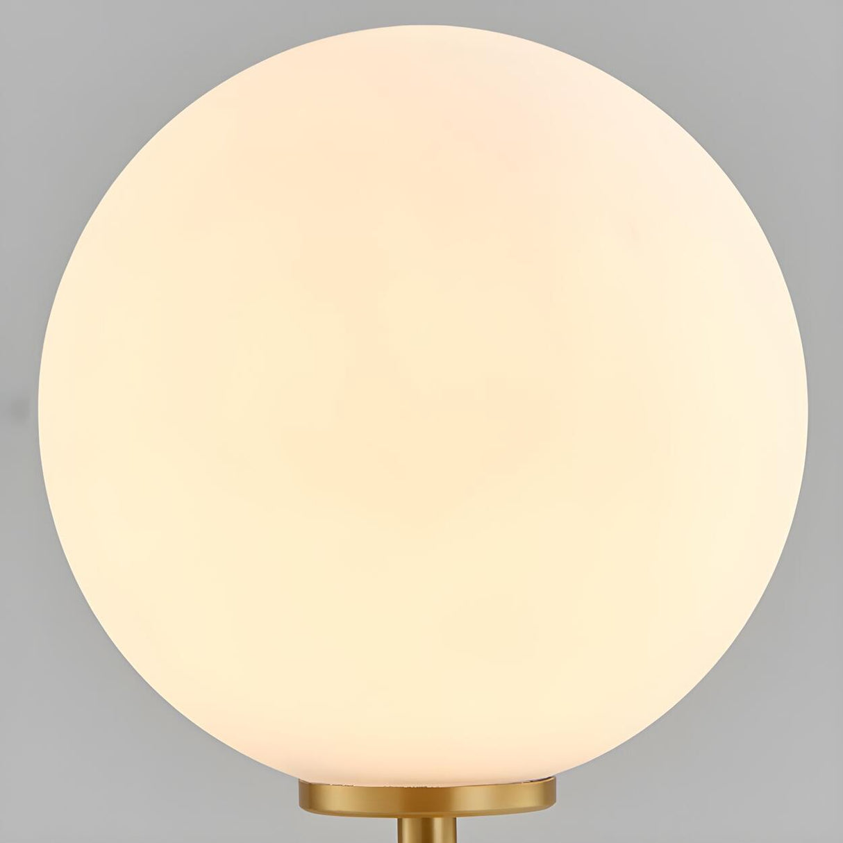 Simple White Glass Globe Shade Metal Base Table Lamp Image - 4