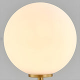 Simple White Glass Globe Shade Metal Base Table Lamp Image - 4