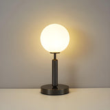 Simple White Glass Globe Shade Metal Base Table Lamp Image - 8