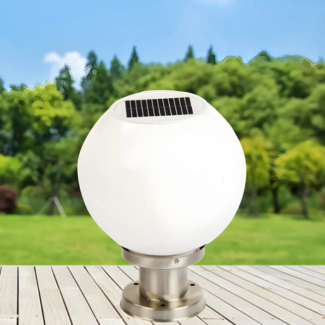 Simple White Globe Garden Stainless Steel Outdoor Lamp Image - 2