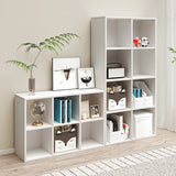 Simple White Horizontal Timber Wide Organizer Bookcase Image - 1