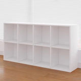 Simple White Horizontal Timber Wide Organizer Bookcase Image - 15