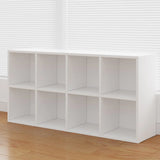 Simple White Horizontal Timber Wide Organizer Bookcase Image - 16