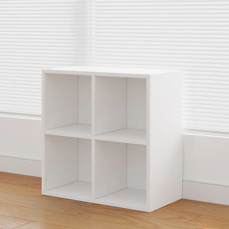 Simple White Horizontal Timber Wide Organizer Bookcase Image - 2