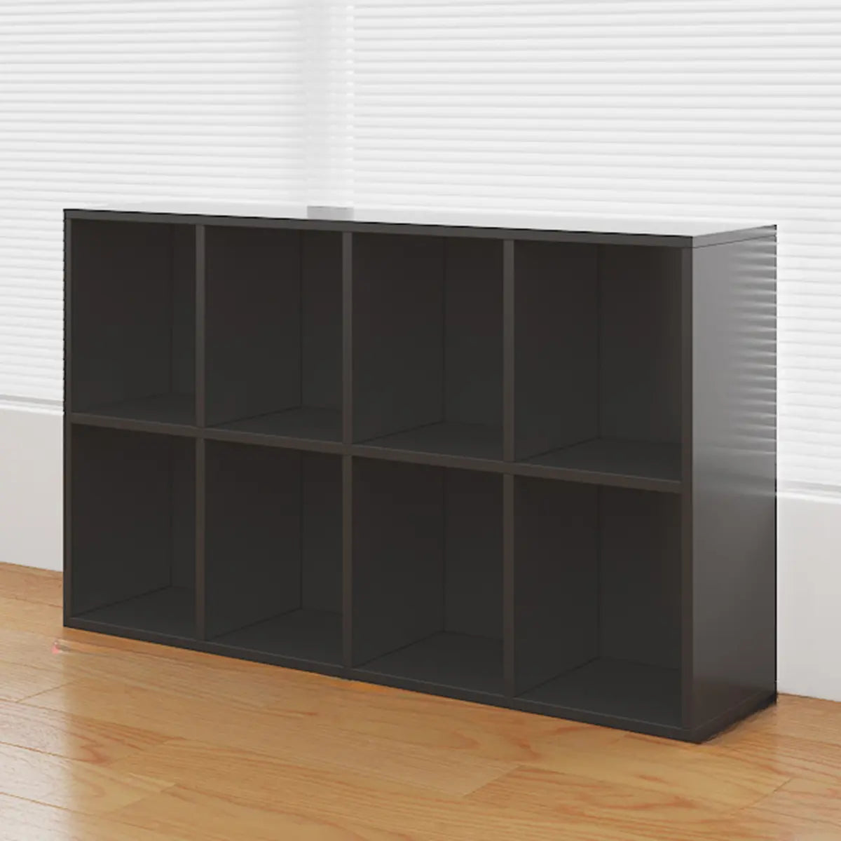 Simple White Horizontal Timber Wide Organizer Bookcase Image - 20