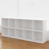 Simple White Horizontal Timber Wide Organizer Bookcase Image - 21