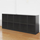 Simple White Horizontal Timber Wide Organizer Bookcase Image - 25