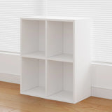 Simple White Horizontal Timber Wide Organizer Bookcase Image - 5