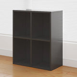 Simple White Horizontal Timber Wide Organizer Bookcase Image - 8