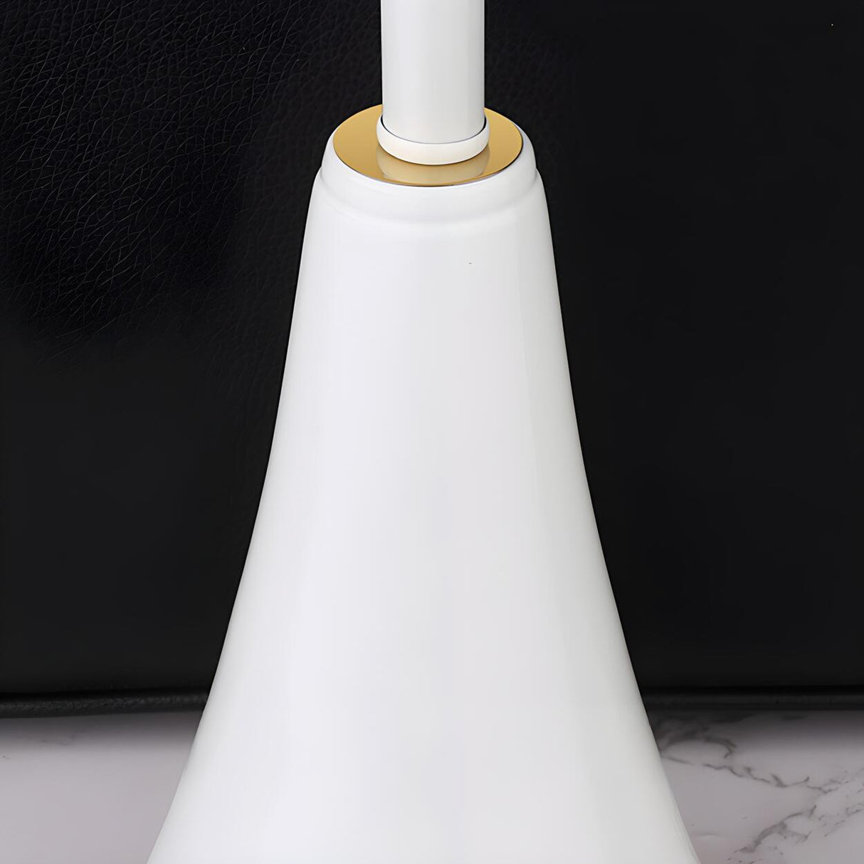 Simple White Modern Flared Cone Fabric Shade Table Lamp Image - 11