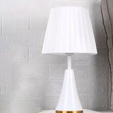 Simple White Modern Flared Cone Fabric Shade Table Lamp Image - 15