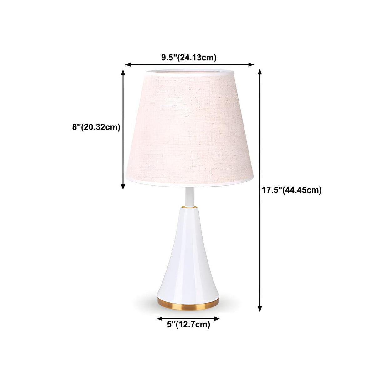 Simple White Modern Flared Cone Fabric Shade Table Lamp 