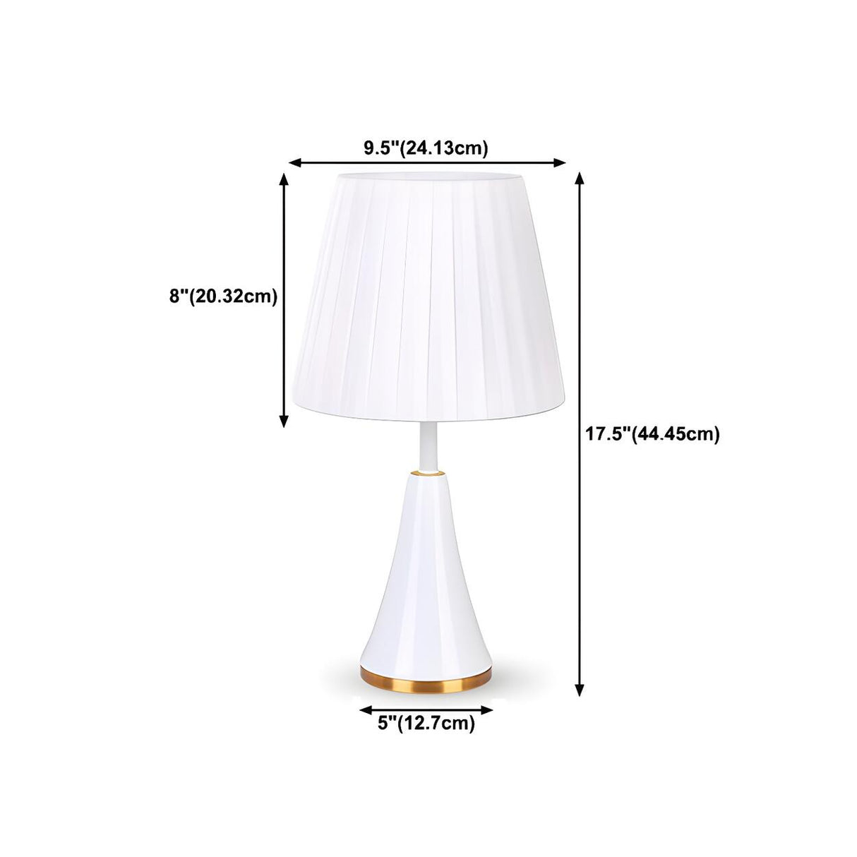 Simple White Modern Flared Cone Fabric Shade Table Lamp Image - 19