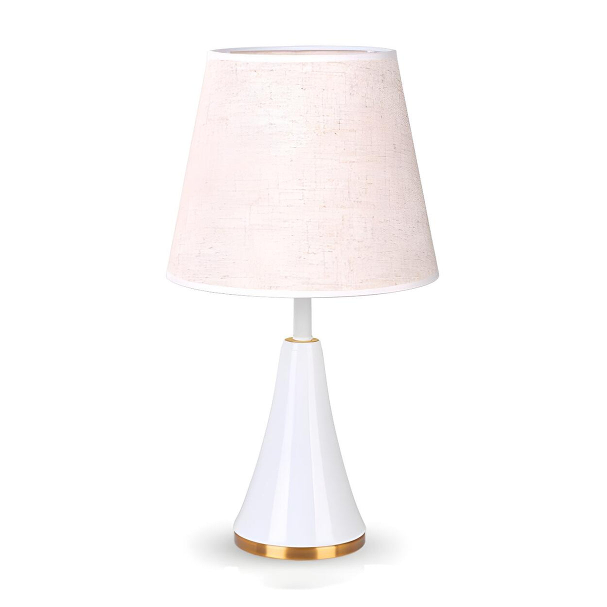 Simple White Modern Flared Cone Fabric Shade Table Lamp Image - 7