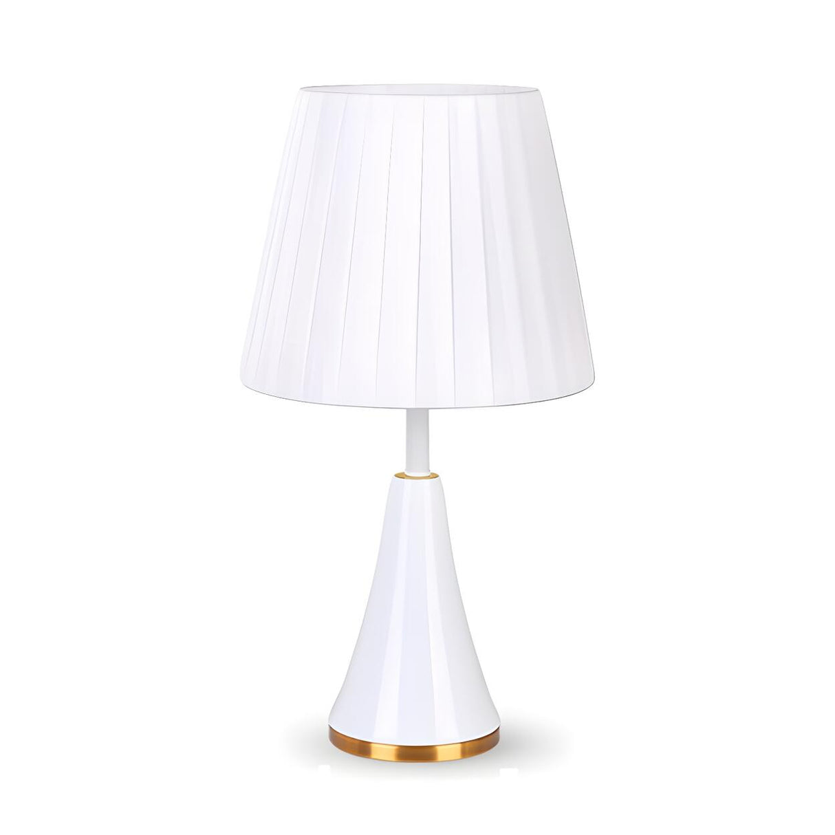 Simple White Modern Flared Cone Fabric Shade Table Lamp Image - 8