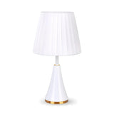 Simple White Modern Flared Cone Fabric Shade Table Lamp Image - 8