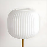 Simple White Modern Glass Lantern Brass Base Table Lamp Image - 4