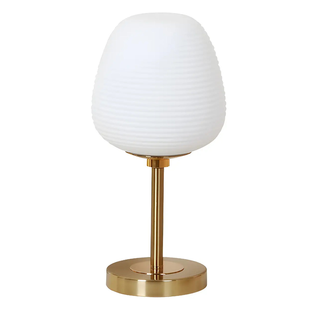 Simple White Oval Glass Lantern Bedside Table Lamp Image - 7