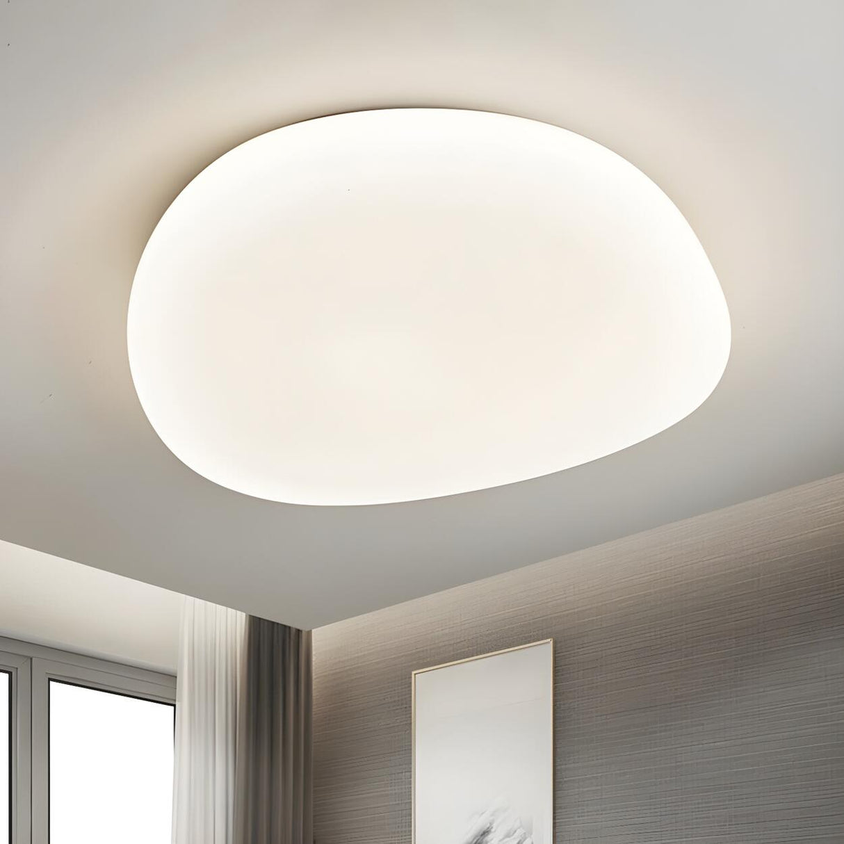 Simple White Pebble Stone LED Flush Mount Ceiling Light Image - 1