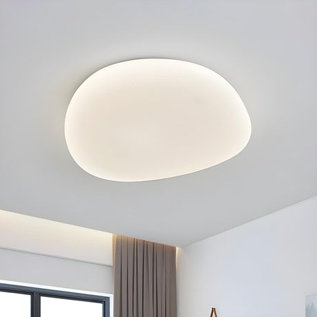 Simple White Pebble Stone LED Flush Mount Ceiling Light Image - 2