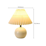 Simple White Pleated Shade Ball Ceramic Base Table Lamp #size