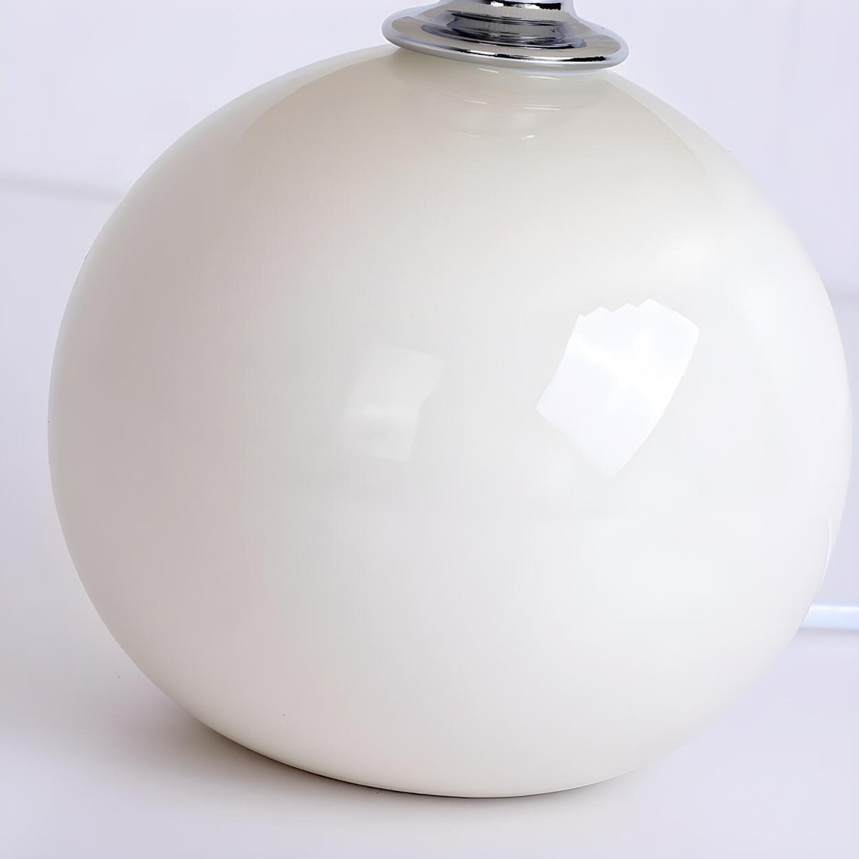 Simple White Pleated Shade Ball Ceramic Base Table Lamp Image - 9