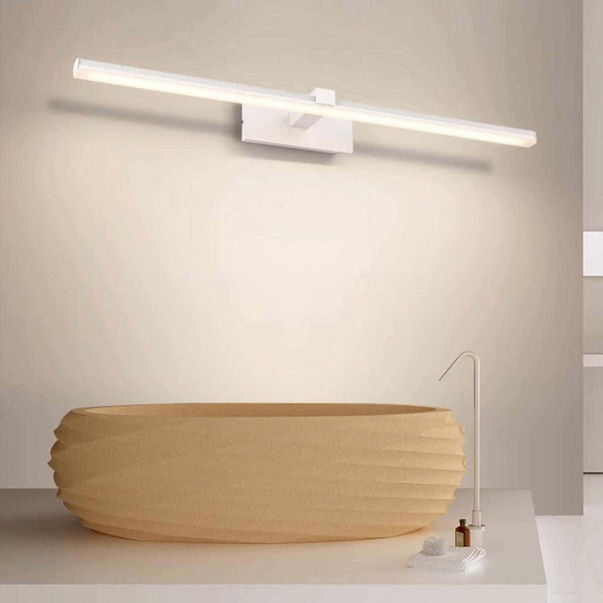 Simple White Rectangular LED Bathroom Vanity Light Image - 12