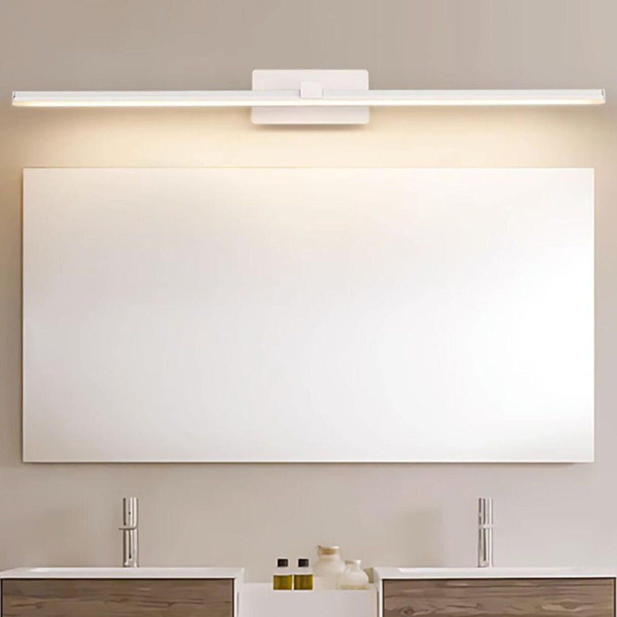 Simple White Rectangular LED Bathroom Vanity Light Image - 4