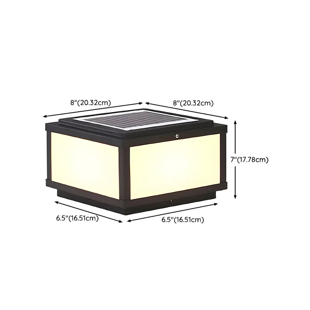 Simple White Rectangular Metal Outdoor Solar Post Light 